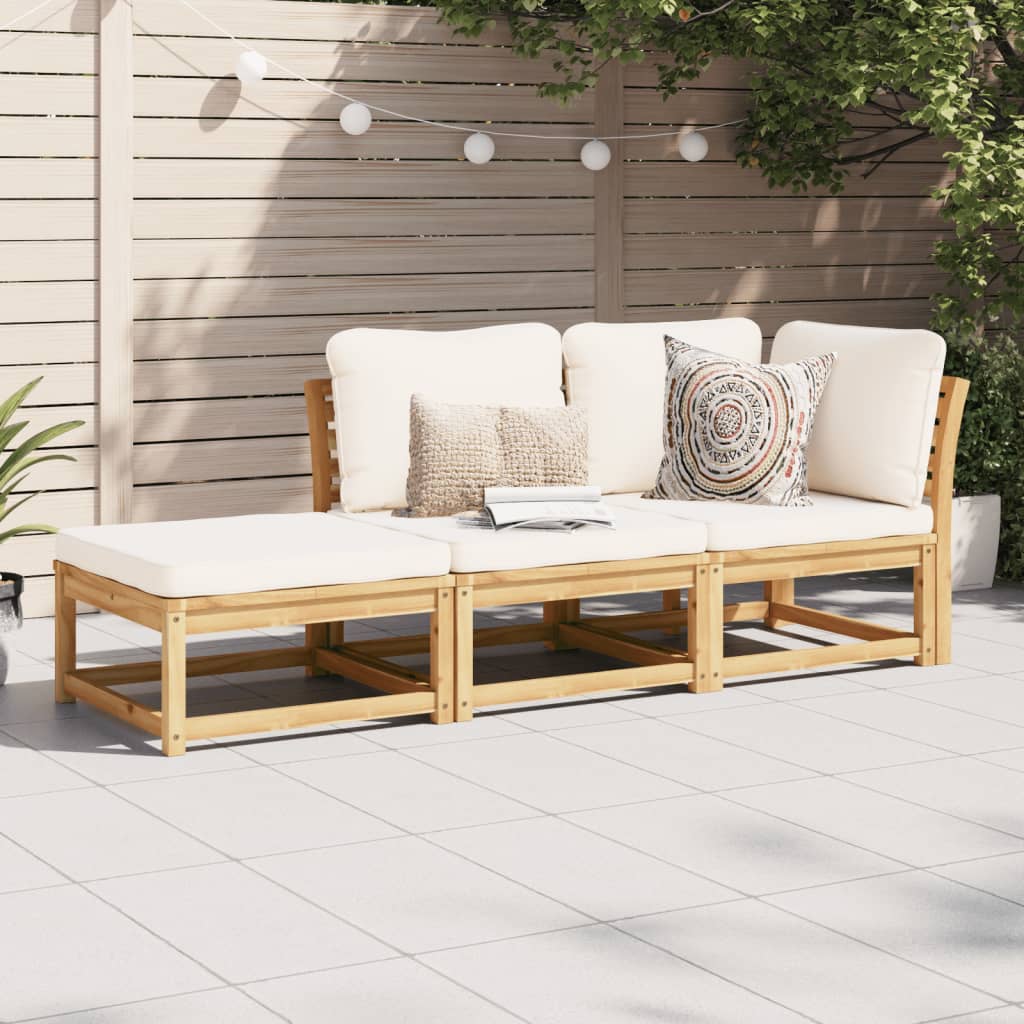 3-Tlg. Garten-Lounge-Set Mit Kissen Massivholz Akazie