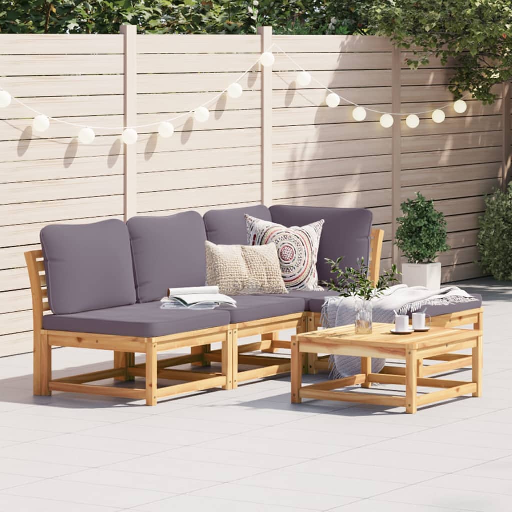 3-Tlg. Garten-Lounge-Set Mit Kissen Massivholz Akazie