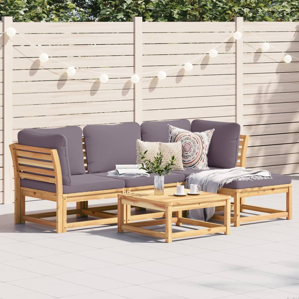 3-Tlg. Garten-Lounge-Set Mit Kissen Massivholz Akazie