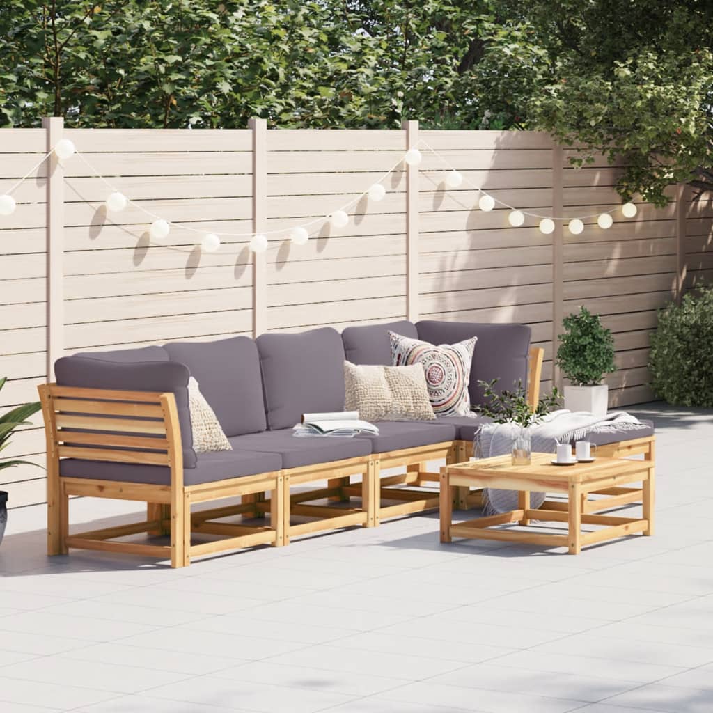 3-Tlg. Garten-Lounge-Set Mit Kissen Massivholz Akazie