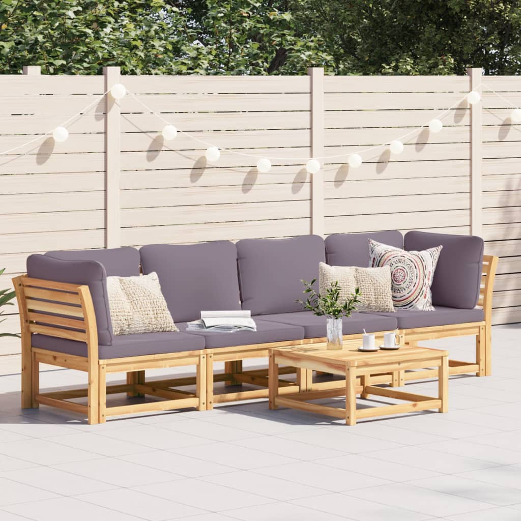 3-Tlg. Garten-Lounge-Set Mit Kissen Massivholz Akazie