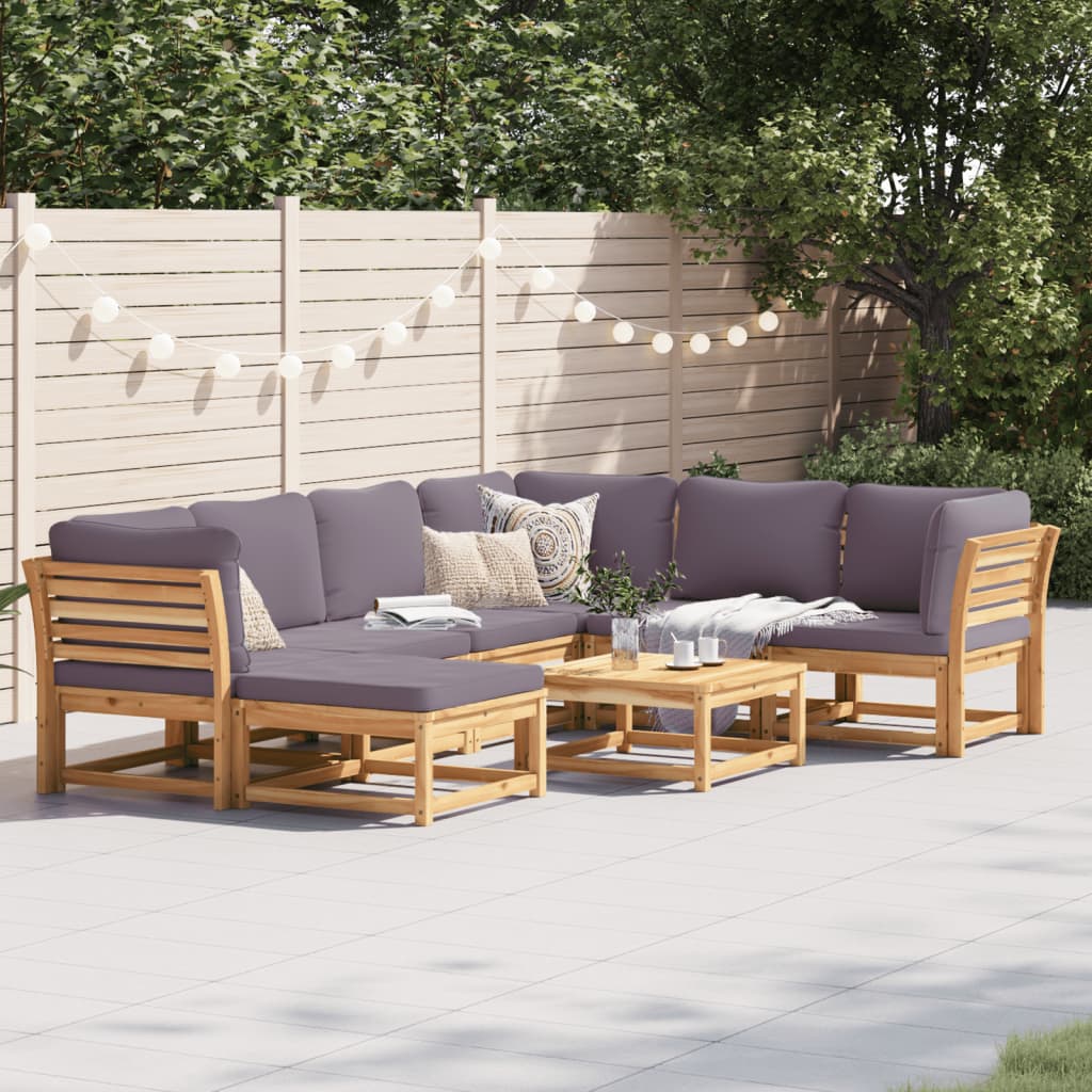 3-Tlg. Garten-Lounge-Set Mit Kissen Massivholz Akazie