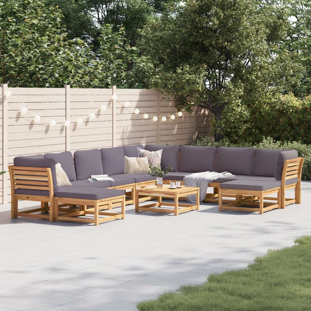 3-Tlg. Garten-Lounge-Set Mit Kissen Massivholz Akazie