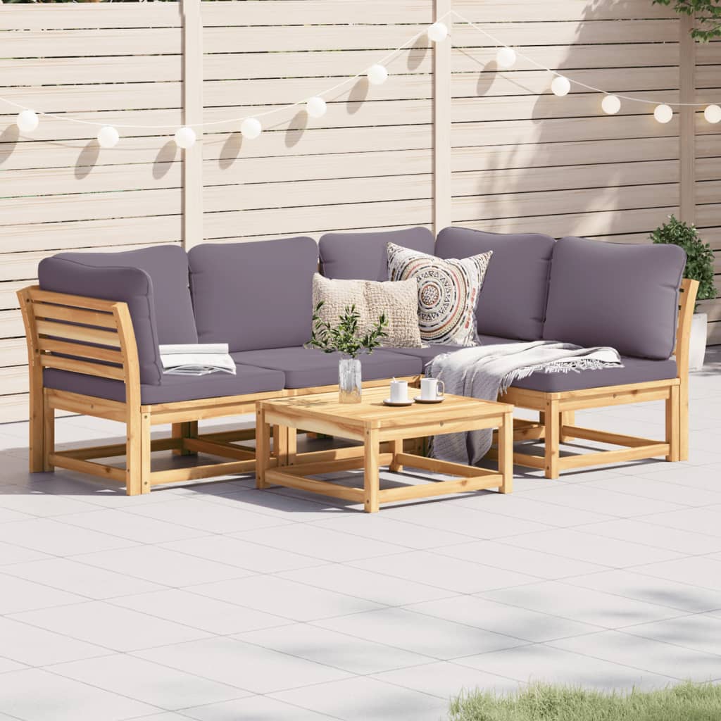 3-Tlg. Garten-Lounge-Set Mit Kissen Massivholz Akazie