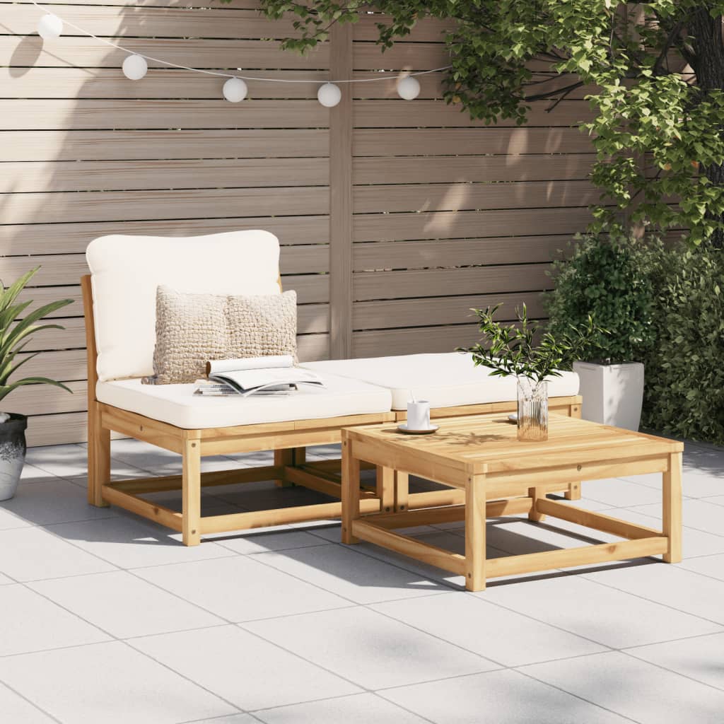 2-Tlg. Garten-Lounge-Set Mit Kissen Massivholz Akazie