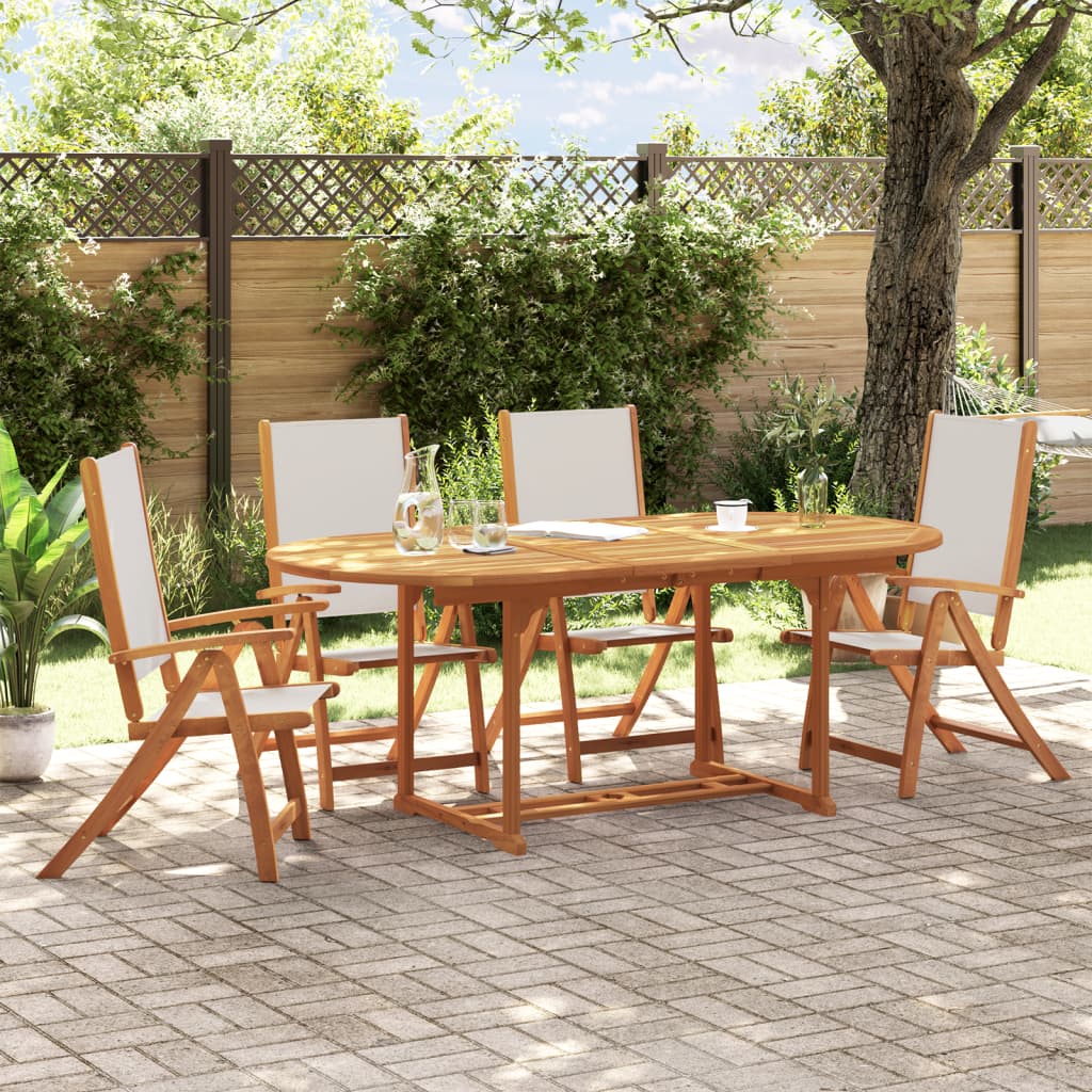 5-Tlg. Garten-Essgruppe Massivholz Akazie Und Textilene