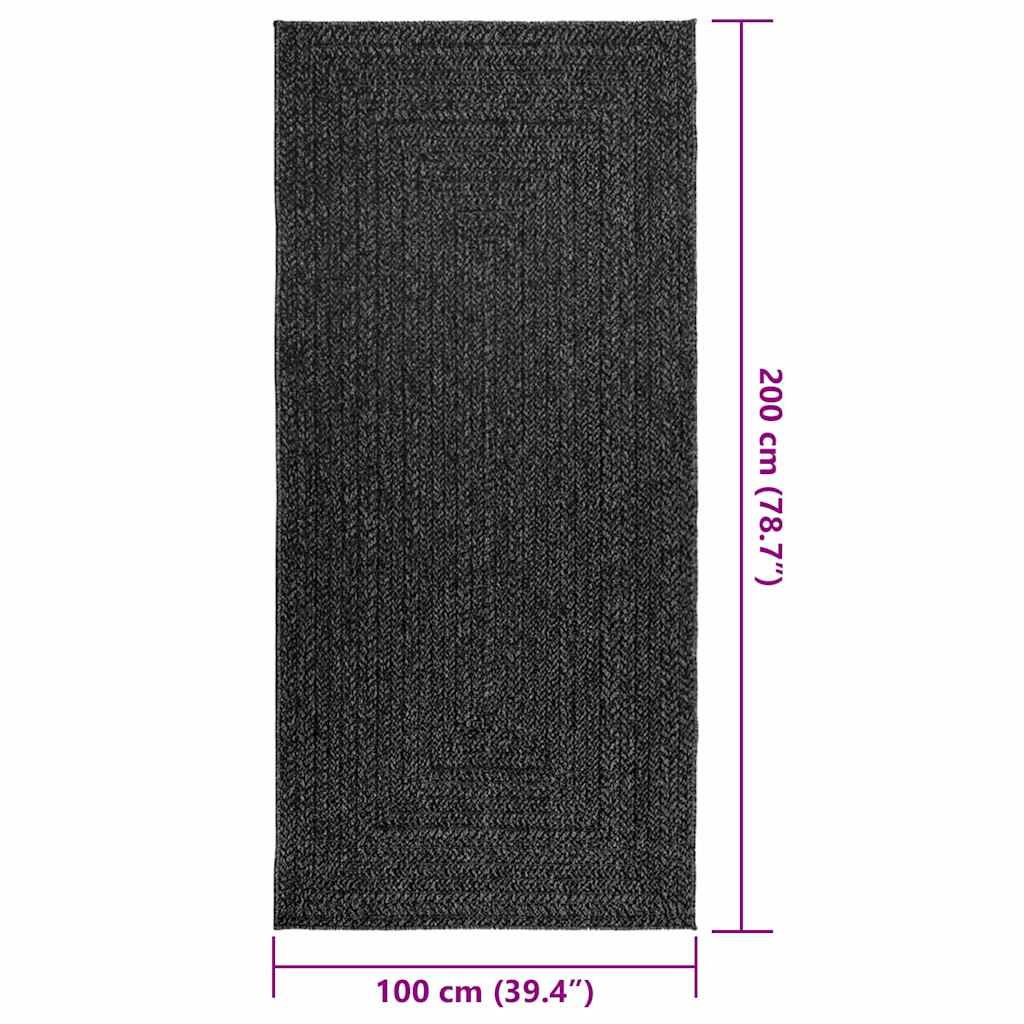Teppich Zizur 100X200Cm Jute-Optik Indoor Und Outdoor Anthrazit
