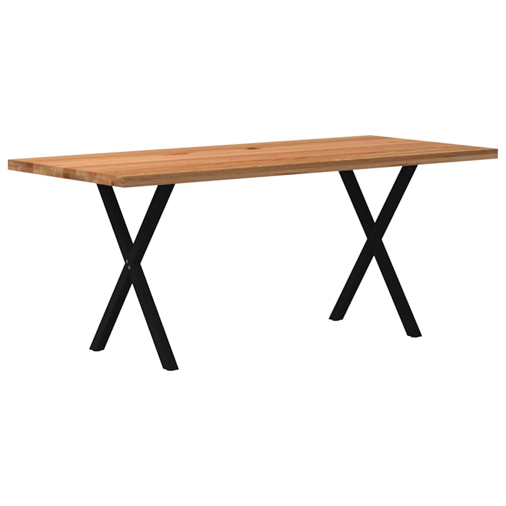 Esstisch Hellbraun 180X80X74 Cm Massivholz Eiche Rechteckig Schwarz