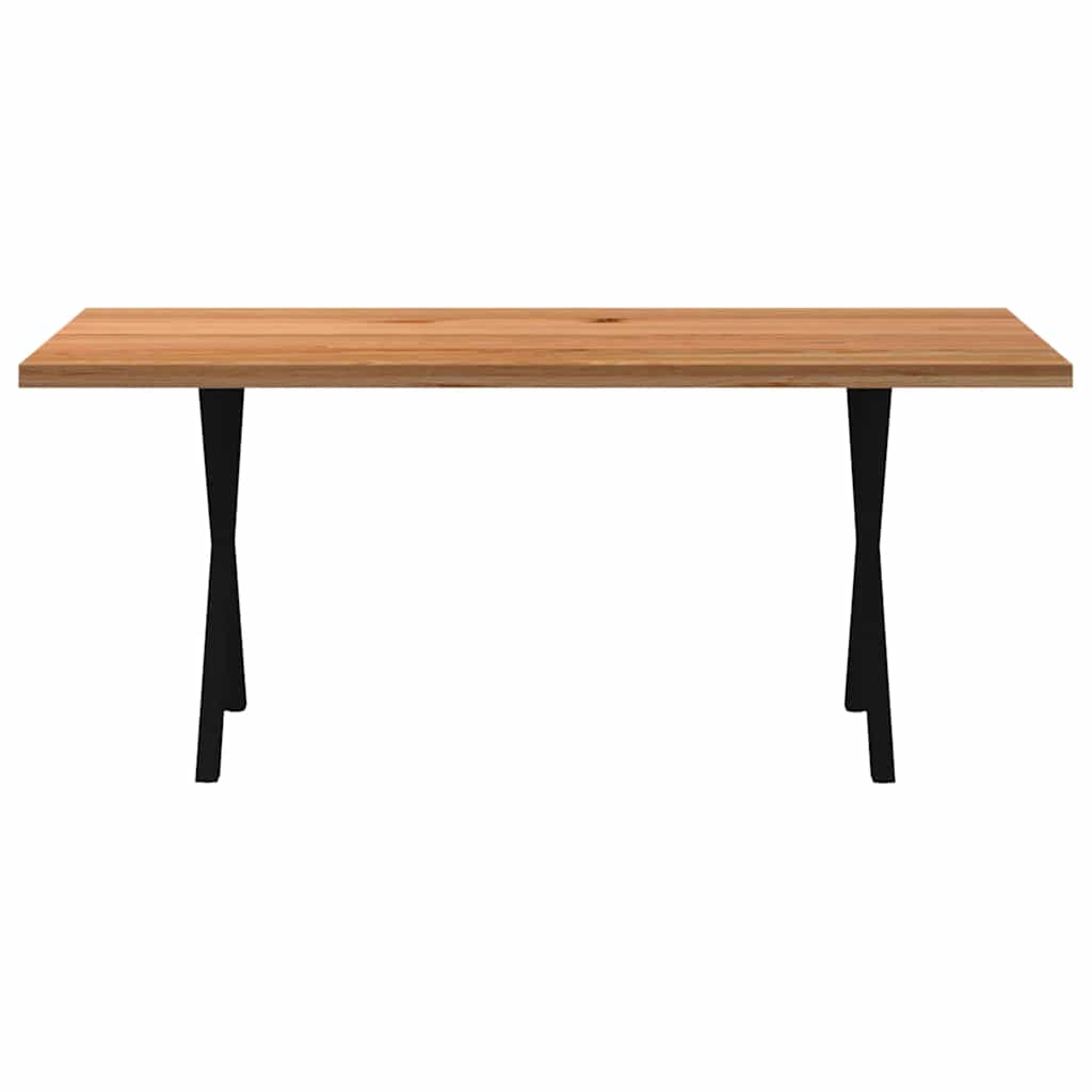 Esstisch Hellbraun 180X80X74 Cm Massivholz Eiche Rechteckig Schwarz