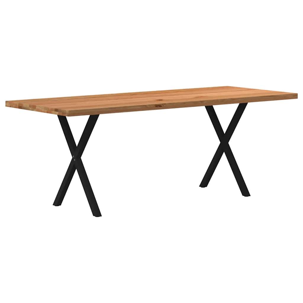 Esstisch Hellbraun 180X80X74 Cm Massivholz Eiche Rechteckig Schwarz