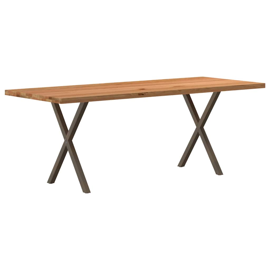 Esstisch Hellbraun 180X90X74 Cm Massivholz Eiche Rechteckig Natural Steel