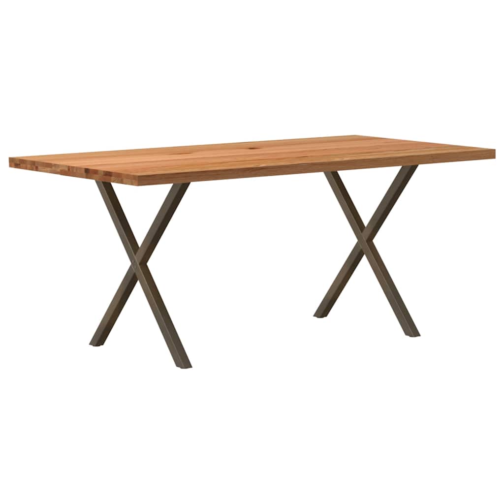 Esstisch Hellbraun 180X90X74 Cm Massivholz Eiche Rechteckig Natural Steel