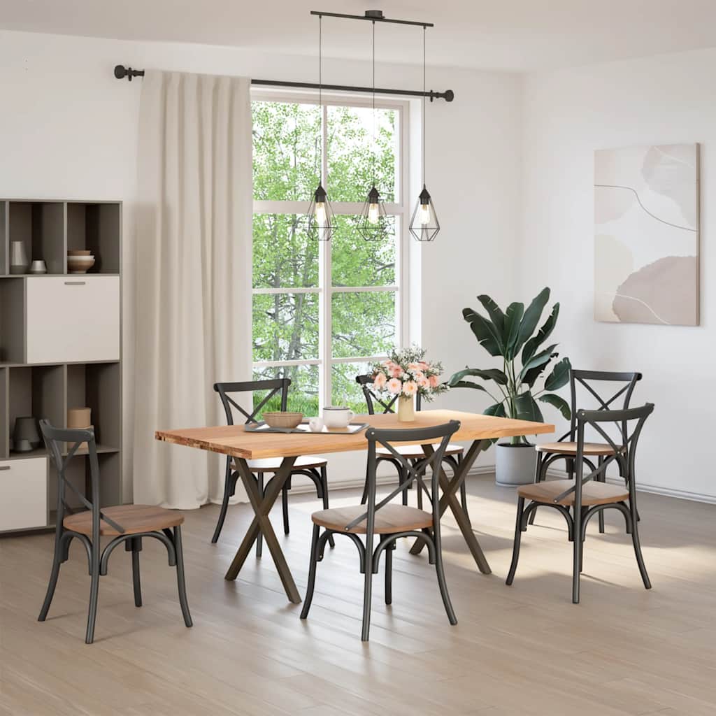 Esstisch Hellbraun 180X90X74 Cm Massivholz Eiche Rechteckig Natural Steel