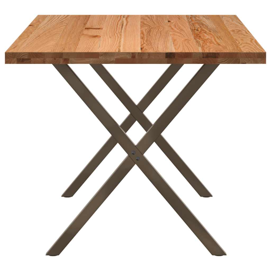 Esstisch Hellbraun 180X90X74 Cm Massivholz Eiche Rechteckig Natural Steel