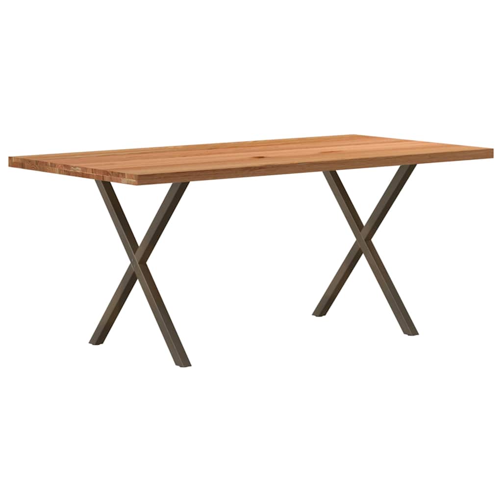 Esstisch Hellbraun 180X90X74 Cm Massivholz Eiche Rechteckig Natural Steel