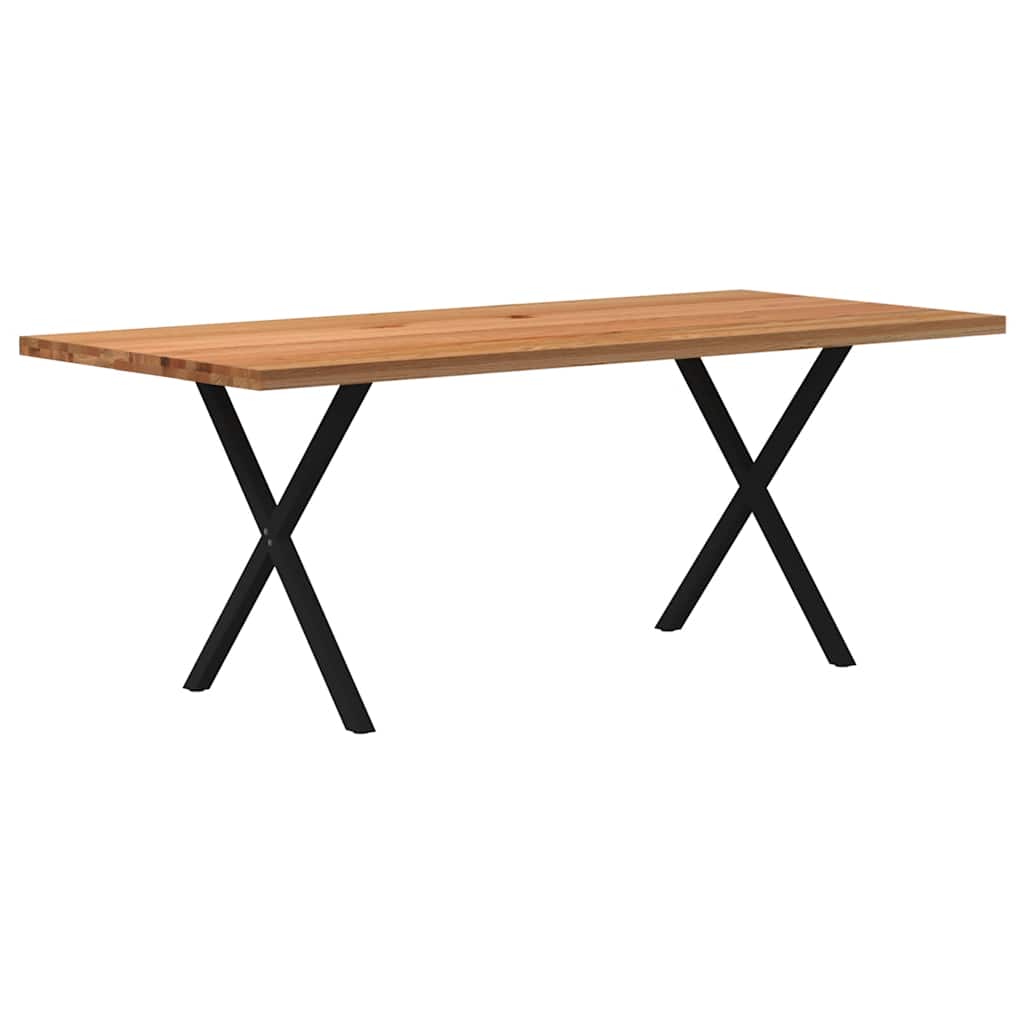 Esstisch Hellbraun 180X80X74 Cm Massivholz Eiche Rechteckig Schwarz