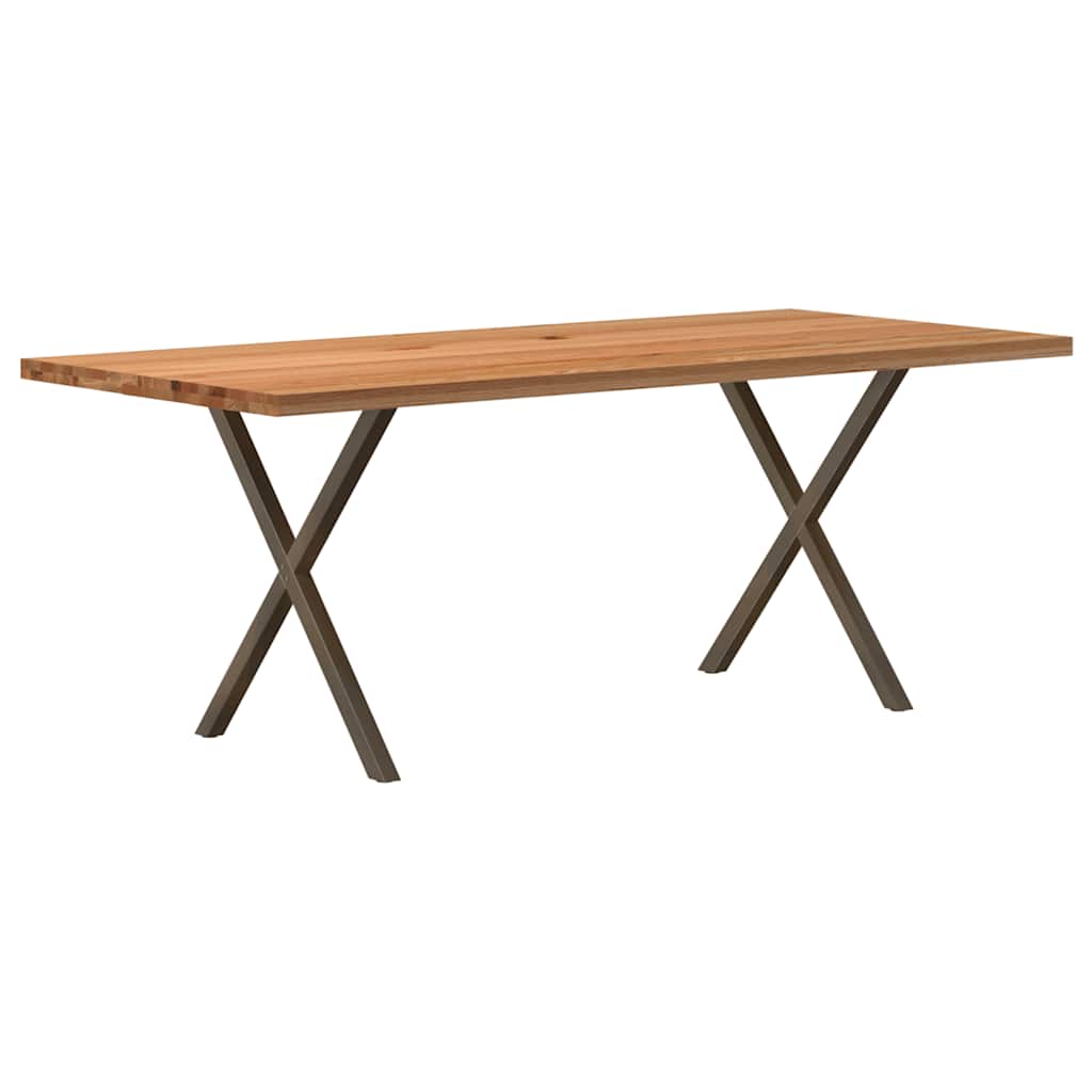 Esstisch Hellbraun 180X90X74 Cm Massivholz Eiche Rechteckig Natural Steel