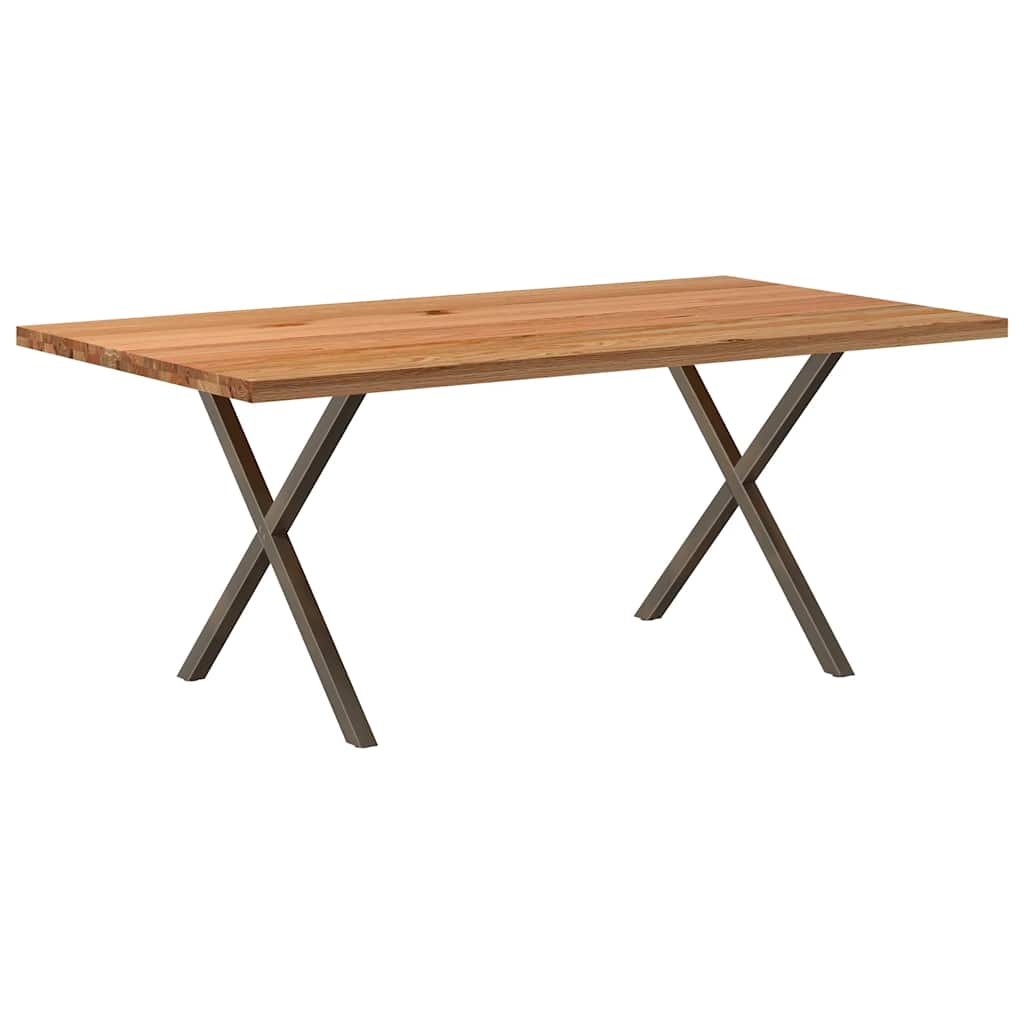 Esstisch Hellbraun 180X90X74 Cm Massivholz Eiche Rechteckig Natural Steel
