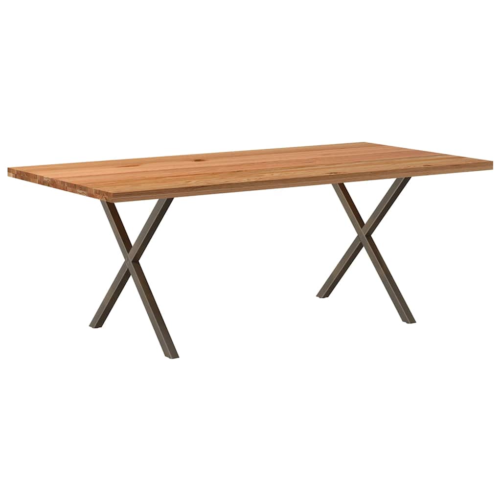 Esstisch Hellbraun 180X90X74 Cm Massivholz Eiche Rechteckig Natural Steel