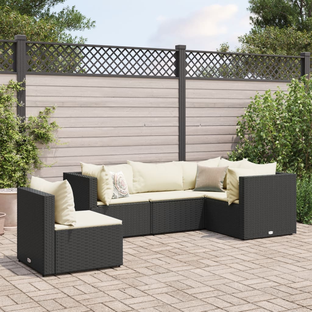 6-Tlg. Garten-Lounge-Set Mit Kissen Schwarz Poly Rattan