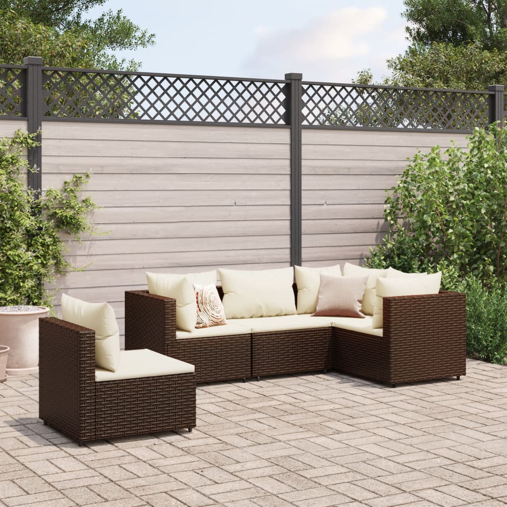 6-Tlg. Garten-Lounge-Set Mit Kissen Schwarz Poly Rattan