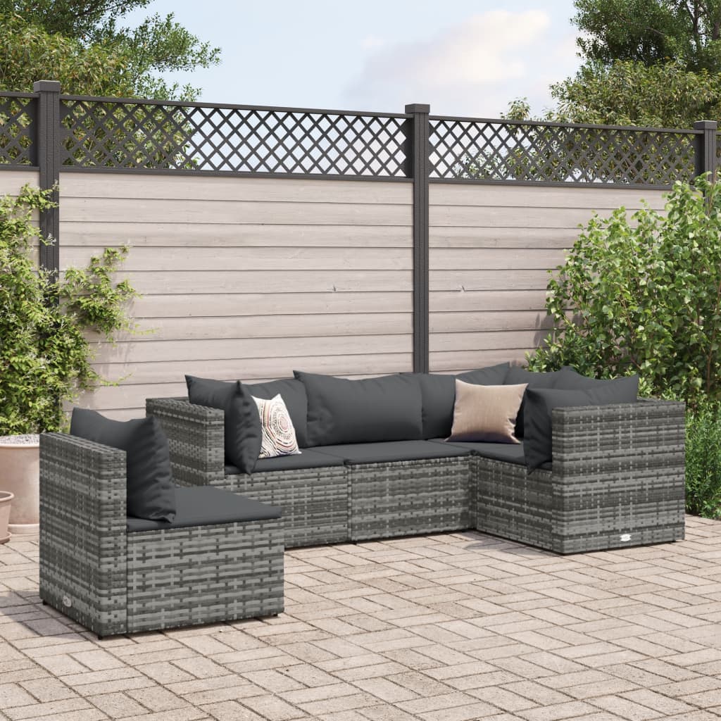 6-Tlg. Garten-Lounge-Set Mit Kissen Schwarz Poly Rattan