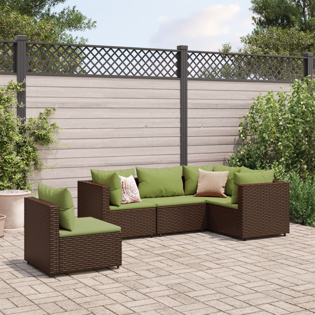 6-Tlg. Garten-Lounge-Set Mit Kissen Schwarz Poly Rattan