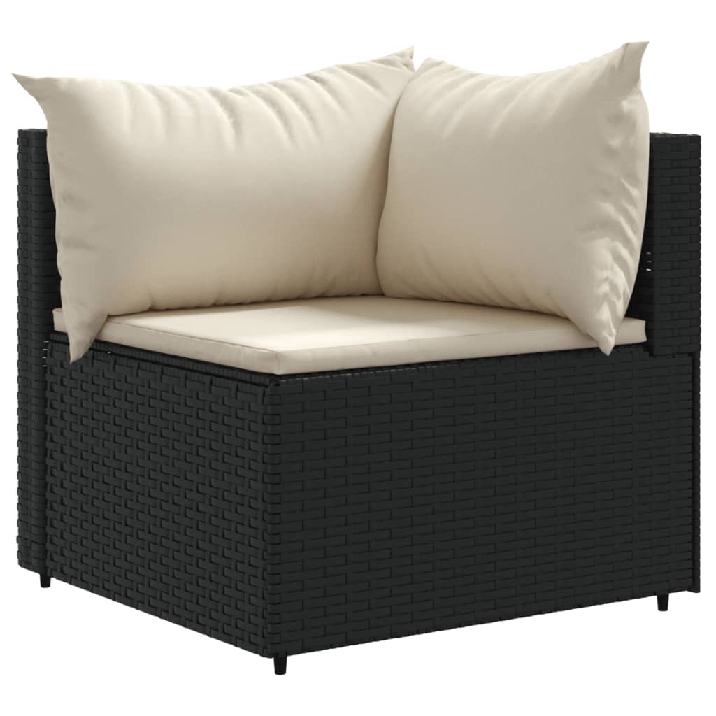 6-Tlg. Garten-Lounge-Set Mit Kissen Schwarz Poly Rattan