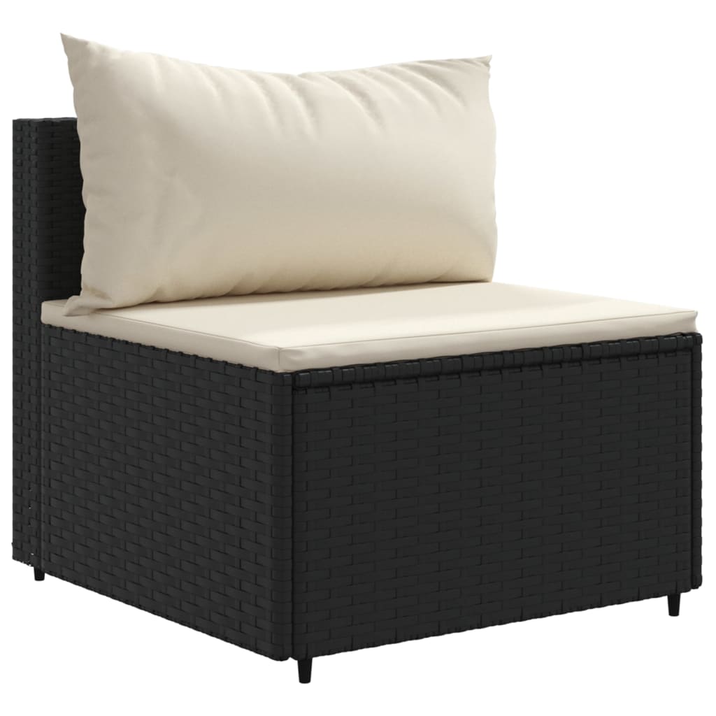6-Tlg. Garten-Lounge-Set Mit Kissen Schwarz Poly Rattan