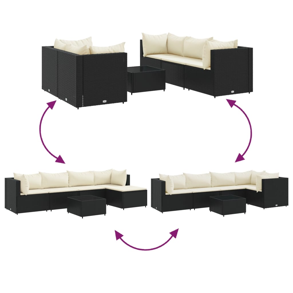 6-Tlg. Garten-Lounge-Set Mit Kissen Schwarz Poly Rattan
