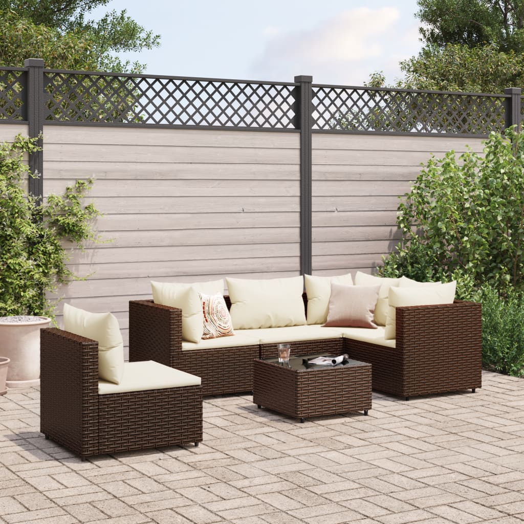 6-Tlg. Garten-Lounge-Set Mit Kissen Schwarz Poly Rattan