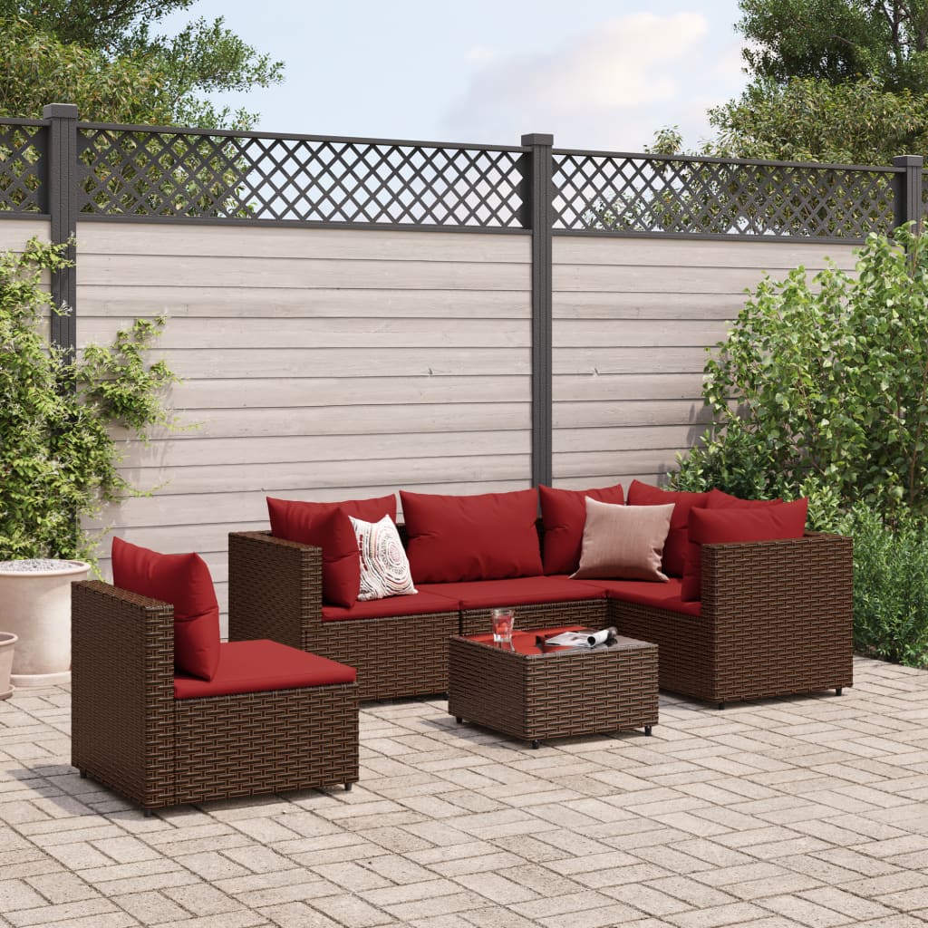 6-Tlg. Garten-Lounge-Set Mit Kissen Schwarz Poly Rattan
