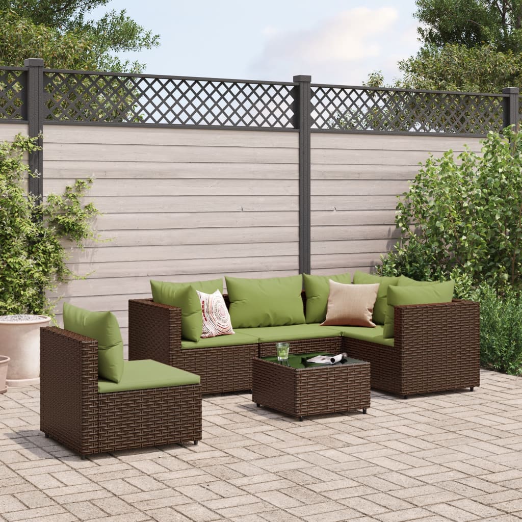 6-Tlg. Garten-Lounge-Set Mit Kissen Schwarz Poly Rattan