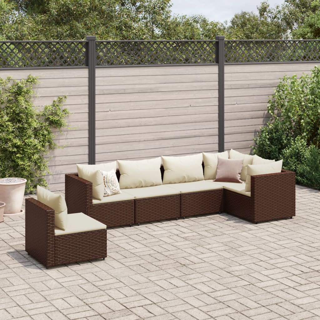 6-Tlg. Garten-Lounge-Set Mit Kissen Schwarz Poly Rattan