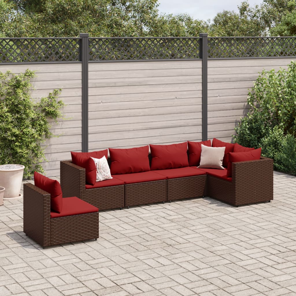 6-Tlg. Garten-Lounge-Set Mit Kissen Schwarz Poly Rattan