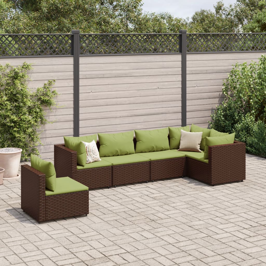 6-Tlg. Garten-Lounge-Set Mit Kissen Schwarz Poly Rattan