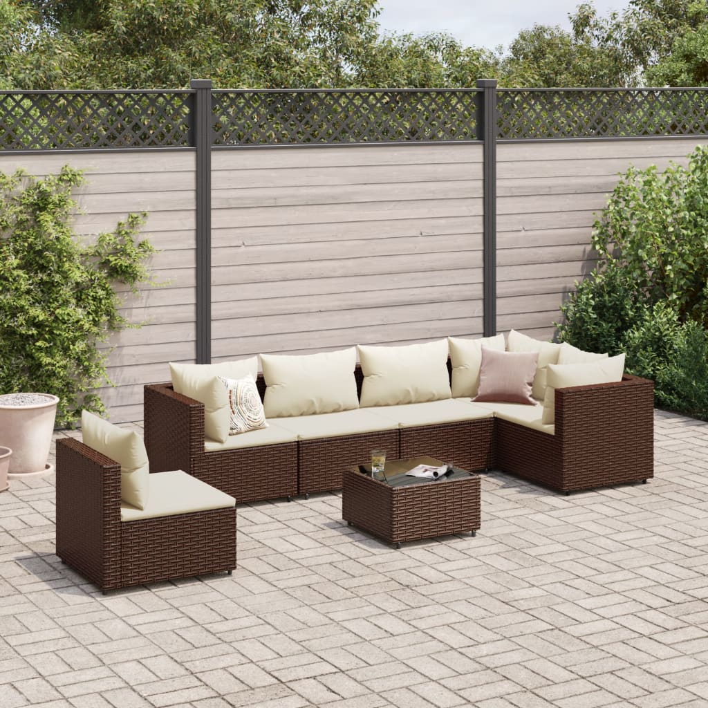 6-Tlg. Garten-Lounge-Set Mit Kissen Schwarz Poly Rattan