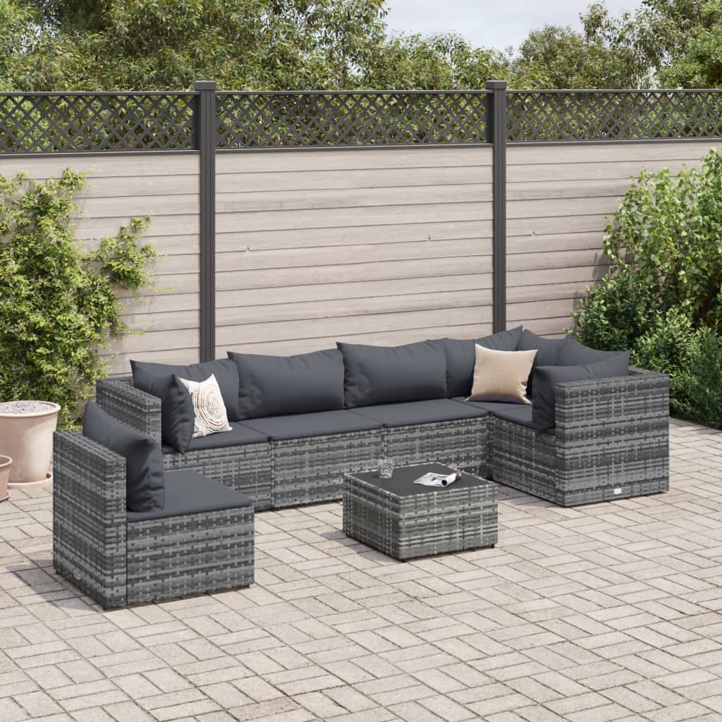 6-Tlg. Garten-Lounge-Set Mit Kissen Schwarz Poly Rattan