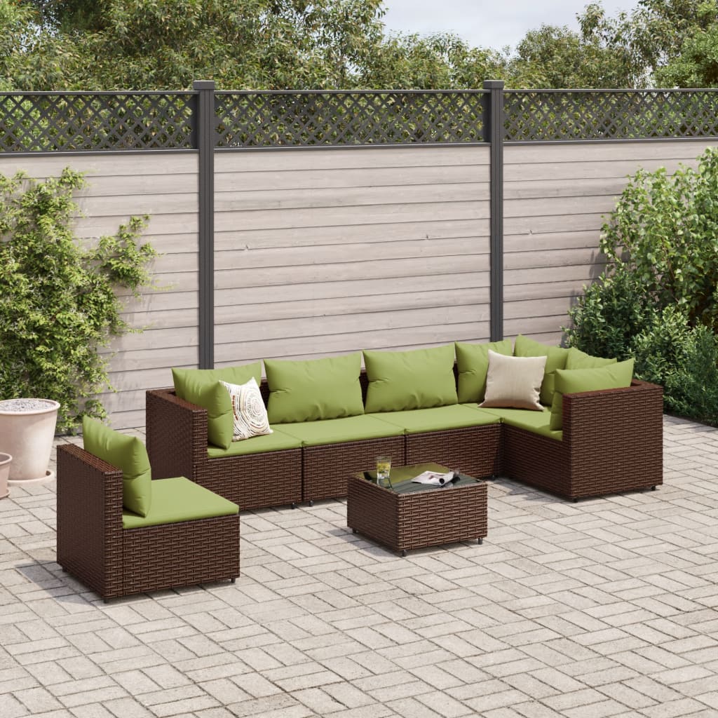6-Tlg. Garten-Lounge-Set Mit Kissen Schwarz Poly Rattan