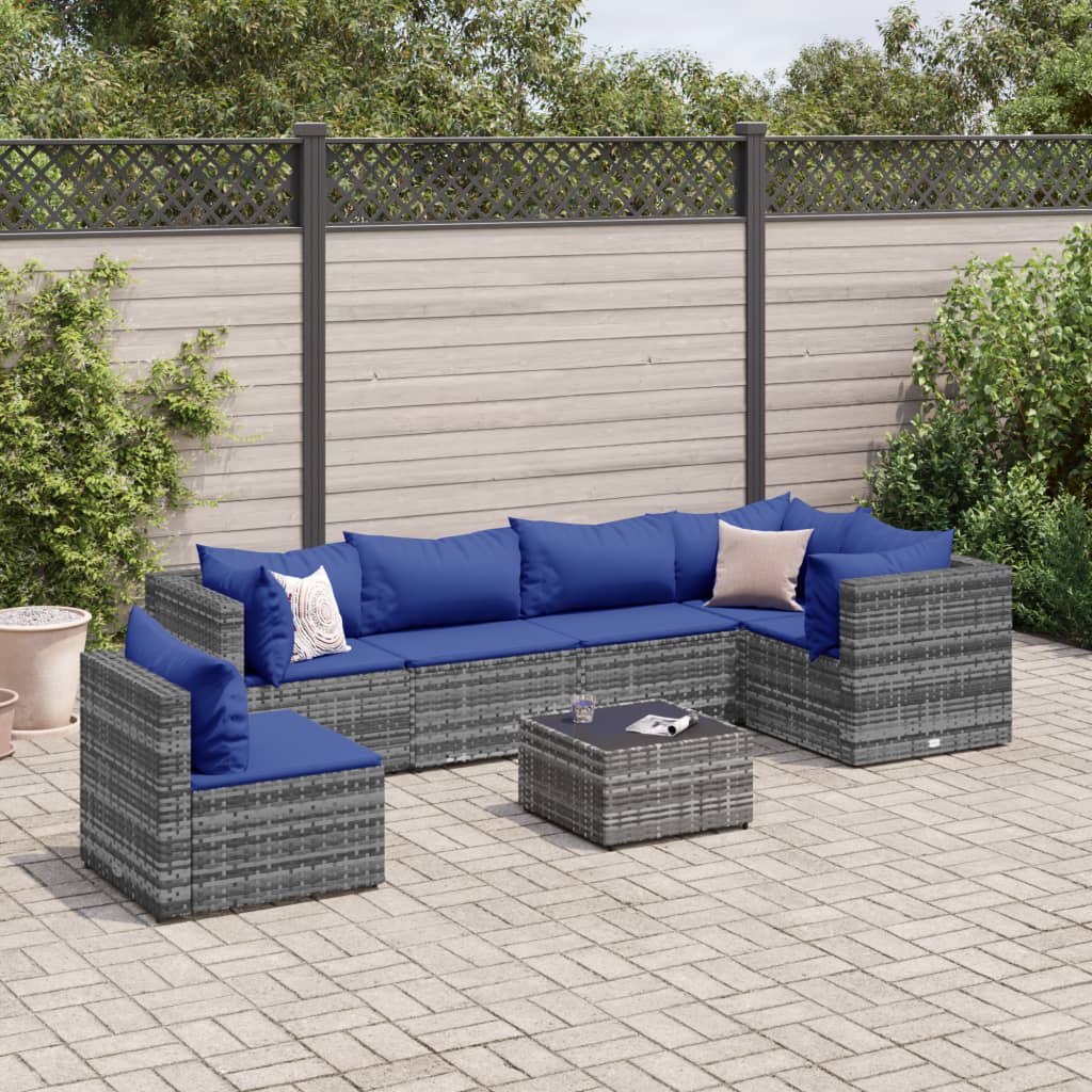 6-Tlg. Garten-Lounge-Set Mit Kissen Schwarz Poly Rattan