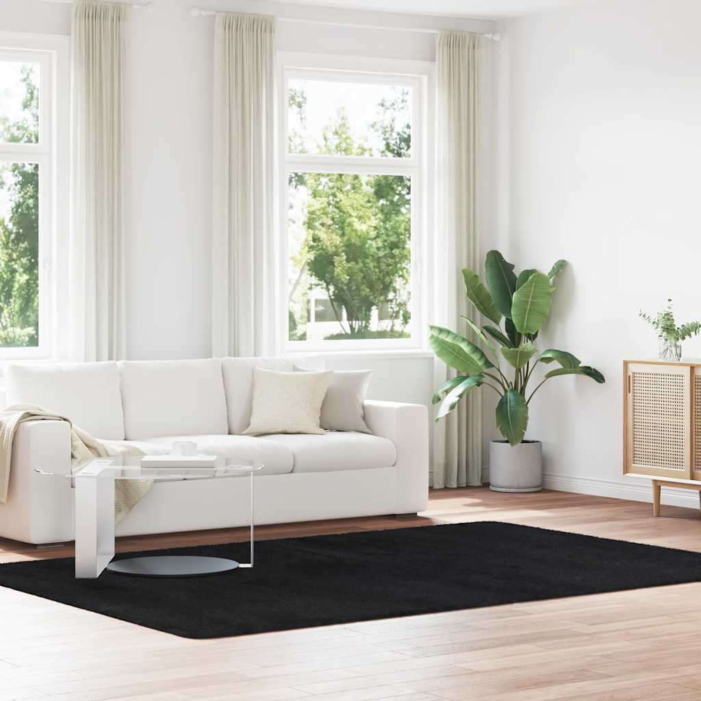 Teppich Shaggy Hochflor Navarra Polyester Schwarz