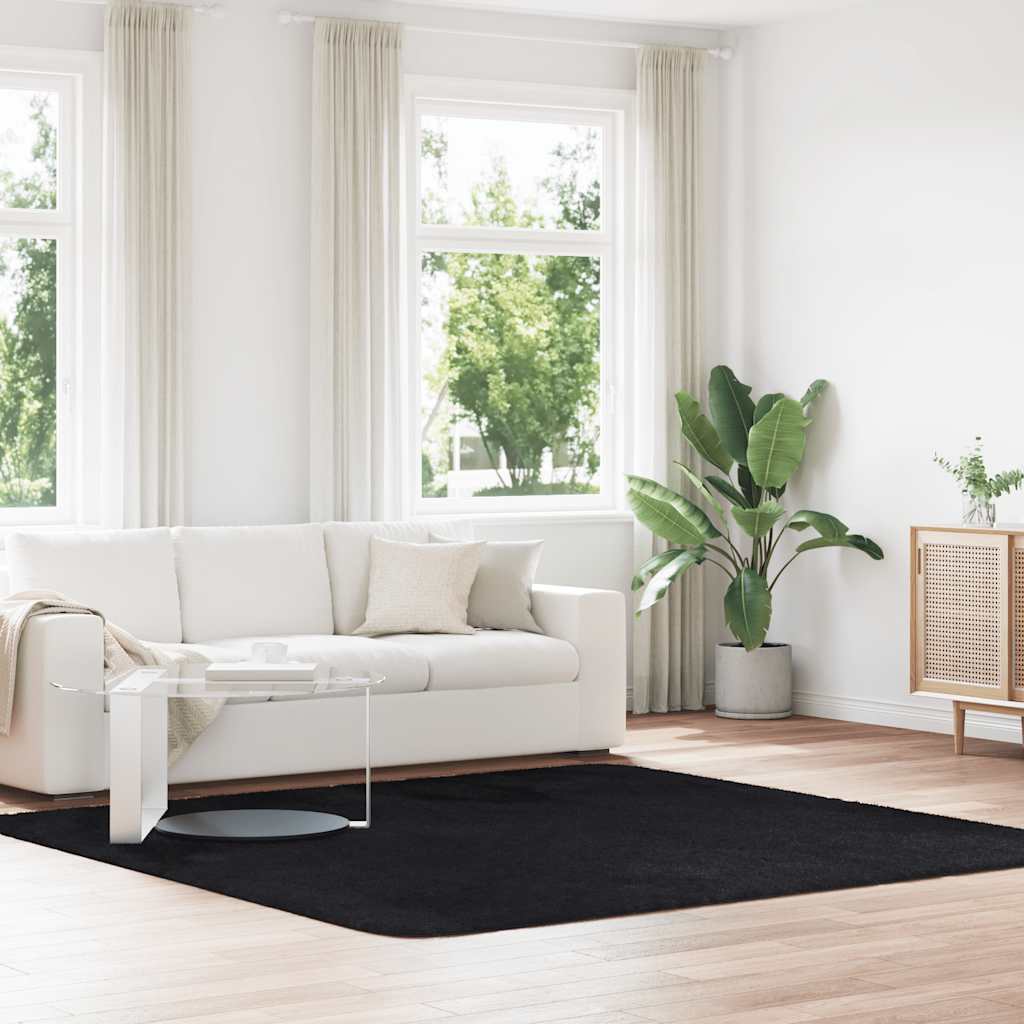 Teppich Shaggy Hochflor Navarra Polyester Schwarz