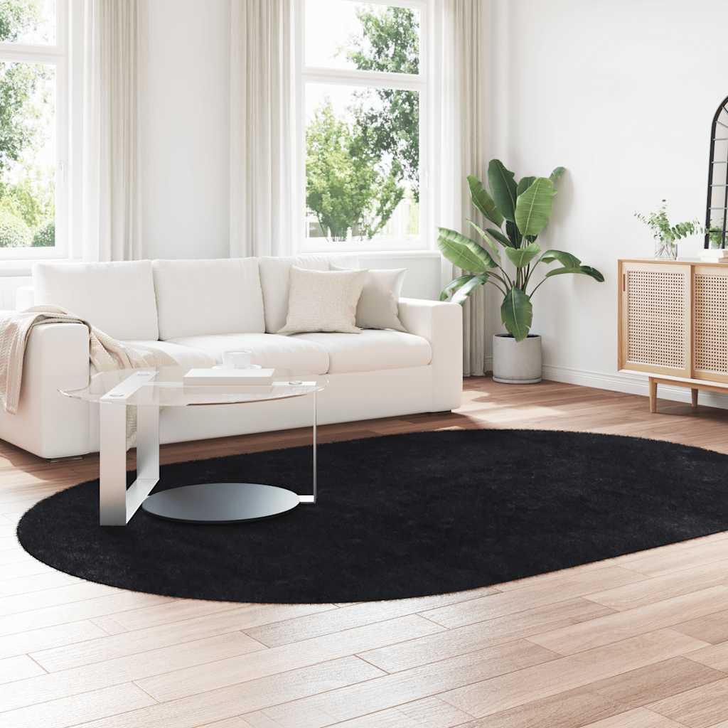 Teppich Shaggy Hochflor Navarra Polyester Schwarz