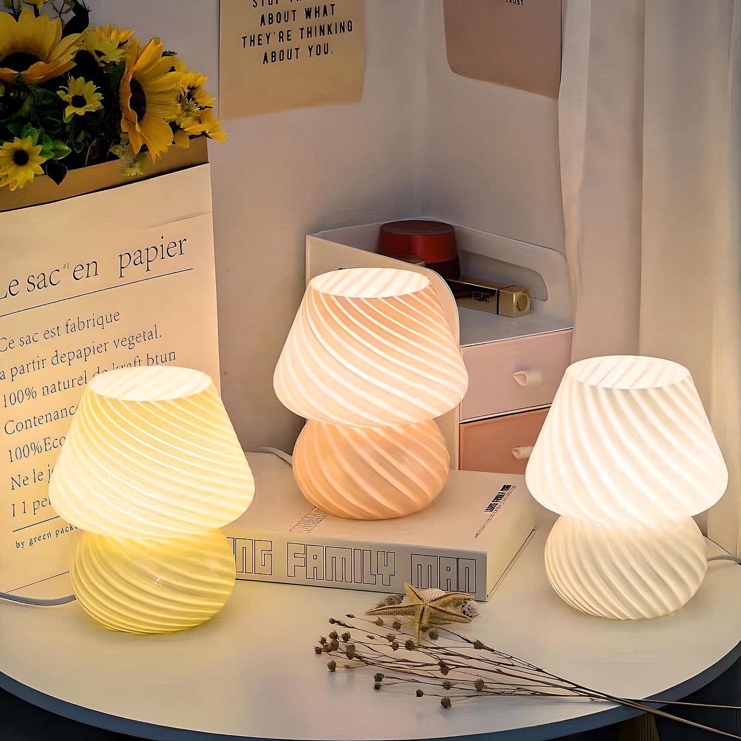 Rayado Buntglas Tischlampe