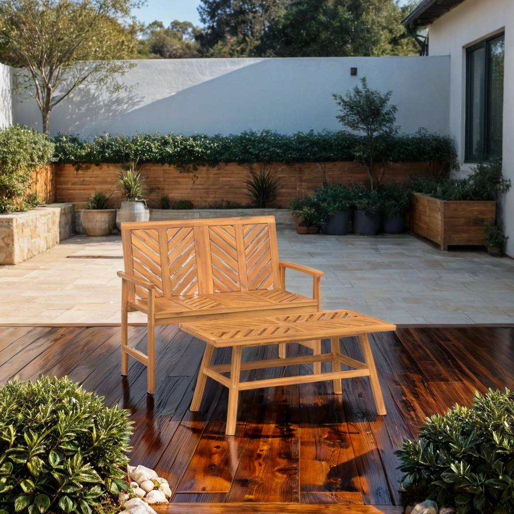 2-pc. Garden lounge set solid wood acacia