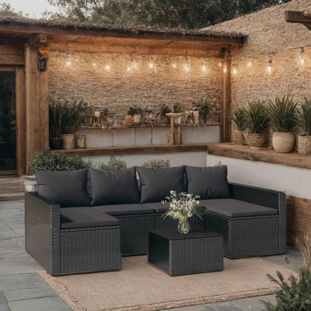 Ella Garten-Lounge-Set mit Kissen - Rattanoptik