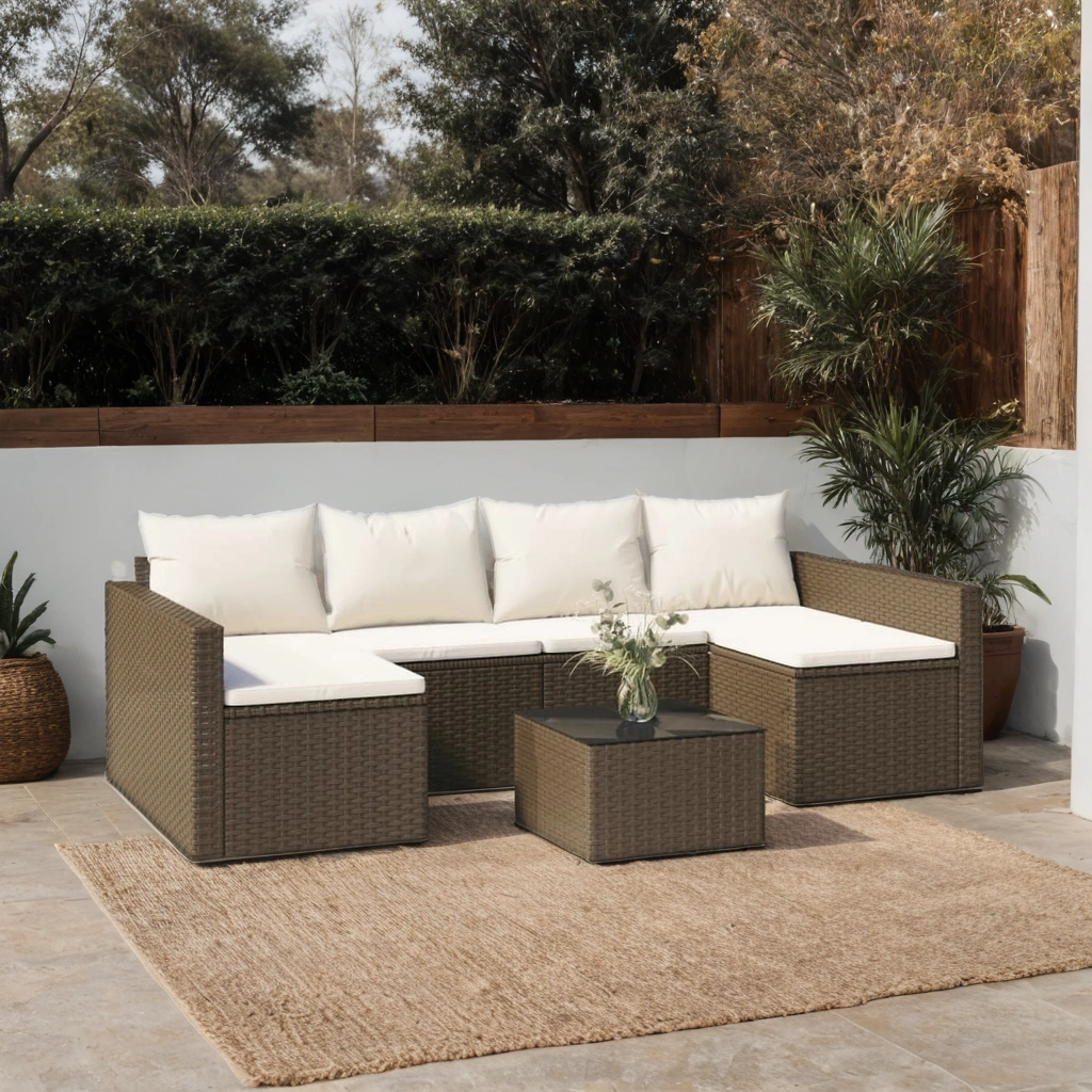 Ella Garten-Lounge-Set mit Kissen - Rattanoptik