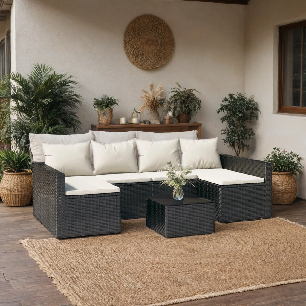 Ella Garten-Lounge-Set mit Kissen - Rattanoptik