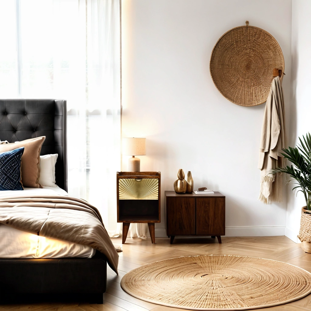 Marrakech bedside table gold - mango wood
