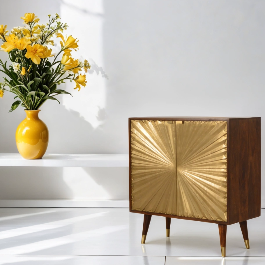 Marrakesch Schrank, gold - Mangoholz